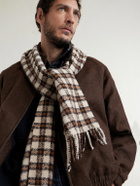 Acne Studios - Fringed Logo-Appliquéd Leather-Trimmed Knitted Scarf
