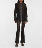 Ganni High-rise lace flared pants