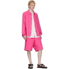 Fumito Ganryu Pink Silk Coach Shirt Jacket
