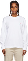 AMI Paris White Ami de Cœur Long Sleeve T-Shirt