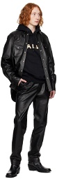 Bally Black Pleated Leather Pants