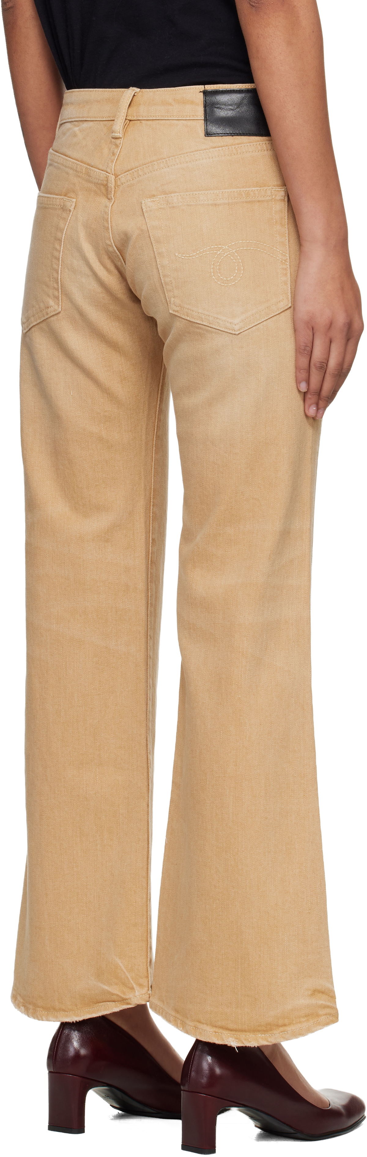 R13 Khaki Joan Cropped Flare Jeans