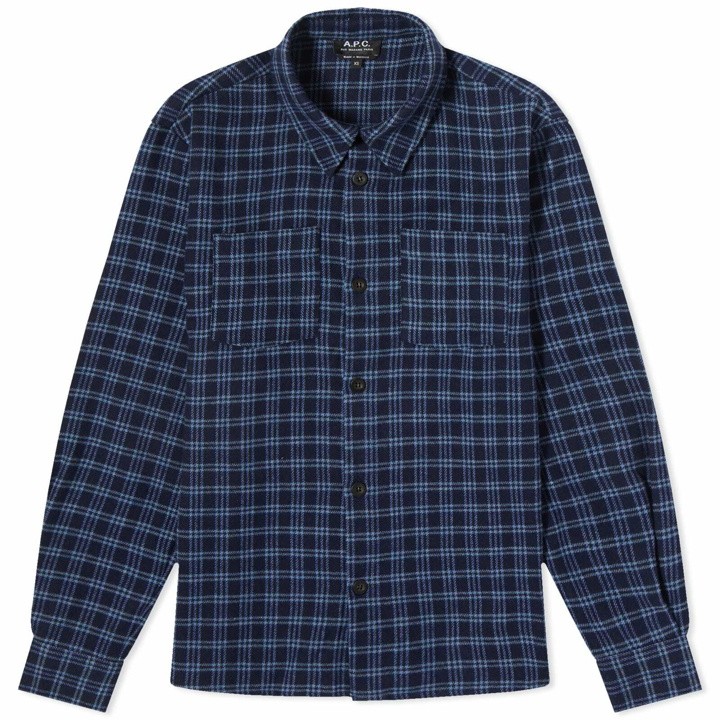 Photo: A.P.C. Joe Check Overshirt in Dark Navy