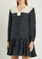 Rixo Valetta Polka dot Silk-chiffon Mini Dress Navy