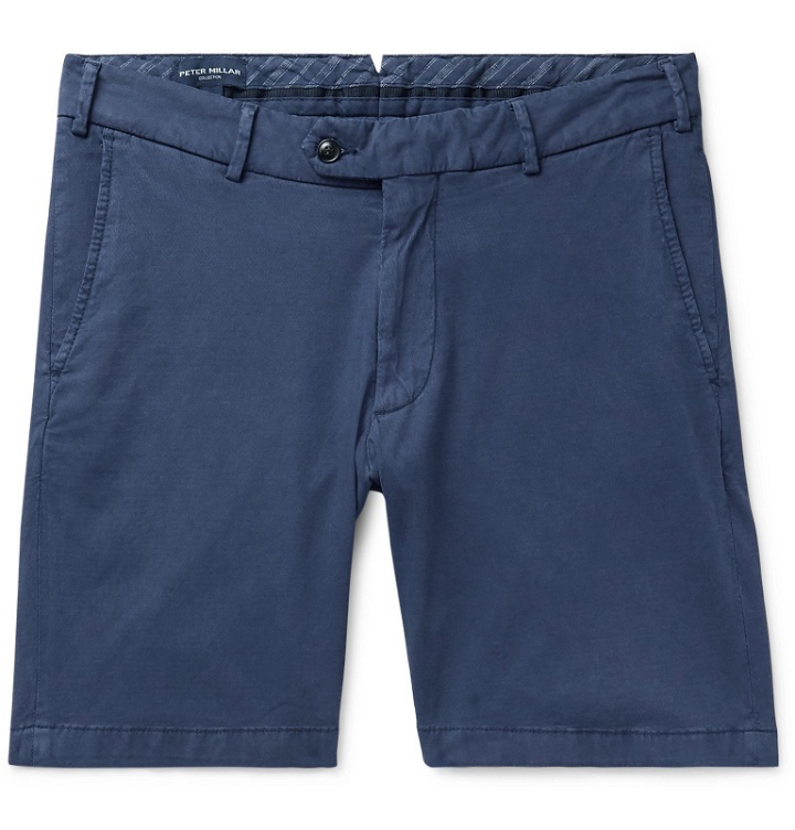 Photo: Peter Millar - Wayfare Slim-Fit Stretch Tencel and Cotton-Blend Twill Shorts - Blue