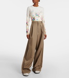 Loewe Pleated cotton and silk wide-leg pants