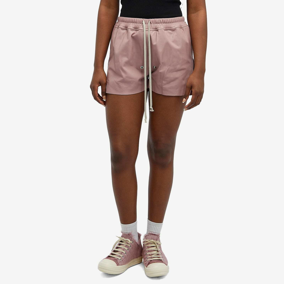 Rick Owens Women's Gabe Leather Shorts in Dusty Pink Rick Owens