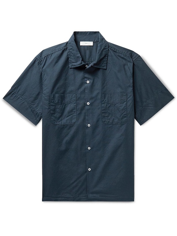 Photo: Save Khaki United - Garment-Dyed Convertible-Collar Cotton Oxford Shirt - Blue