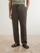 James Perse - Straight-Leg Garment-Dyed Linen Drawstring Trousers - Green