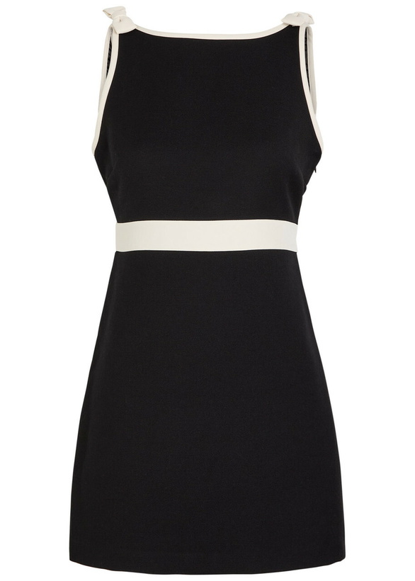 Photo: Loveshackfancy Catrice Bow-appliquéd Cotton-blend Mini Dress Black