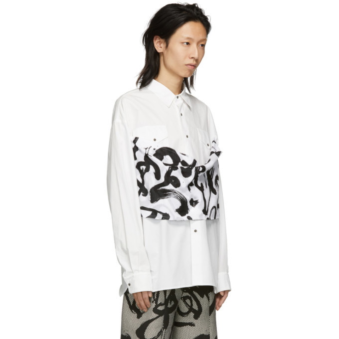 Kozaburo White Calligracamo Overlay Boxy-Fit Shirt Kozaburo