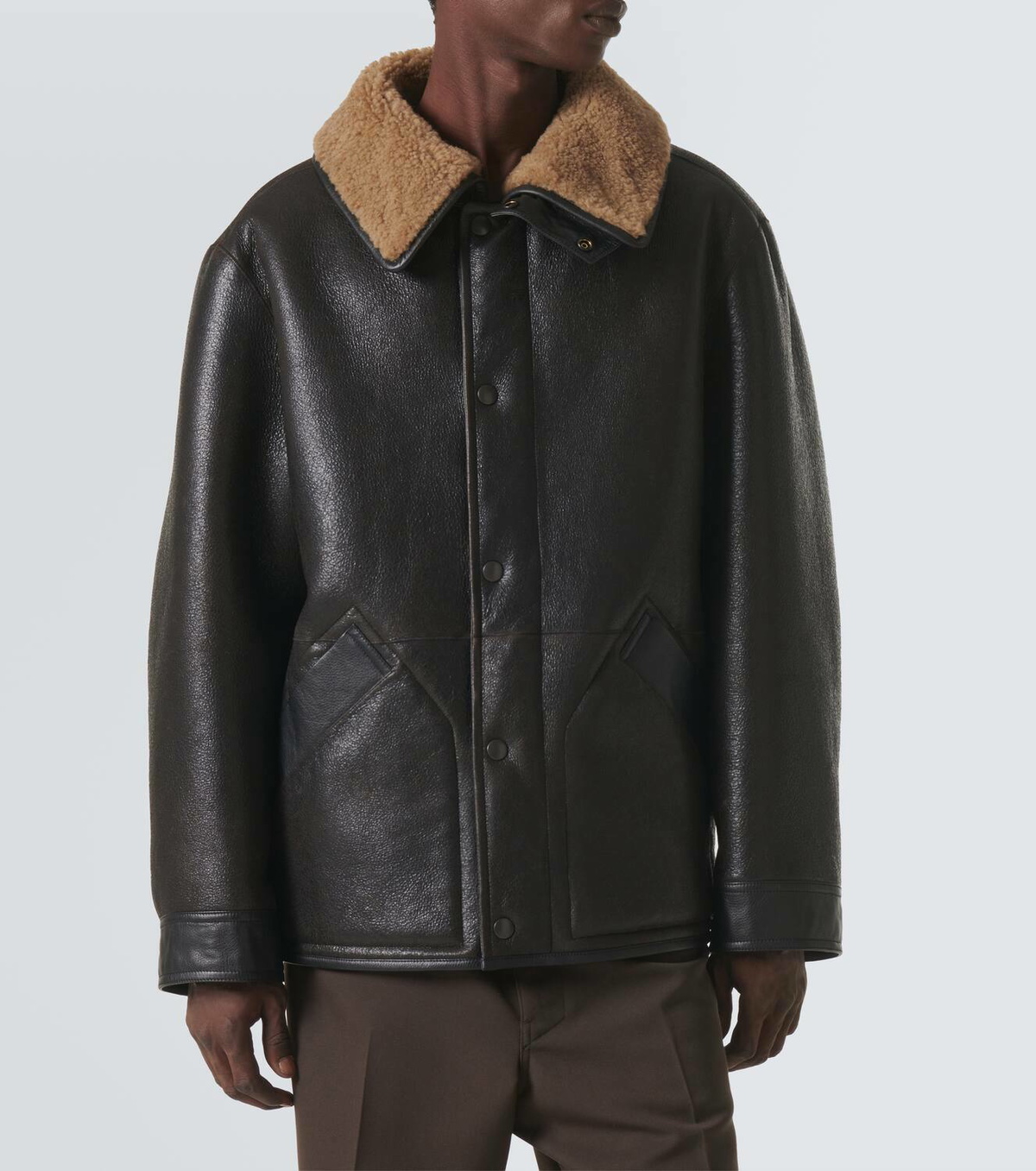 LEMAIRE ベルテッドドライシルクジャケット　S Lemaire Shearling-lined leather jacket Lemaire