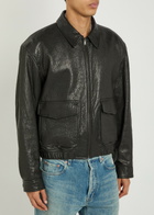 Saint Laurent Boxy Leather Jacket Black