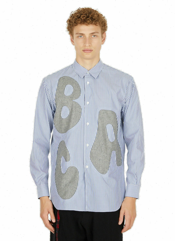 Photo: Alphabet Pinstriped Shirt in Blue