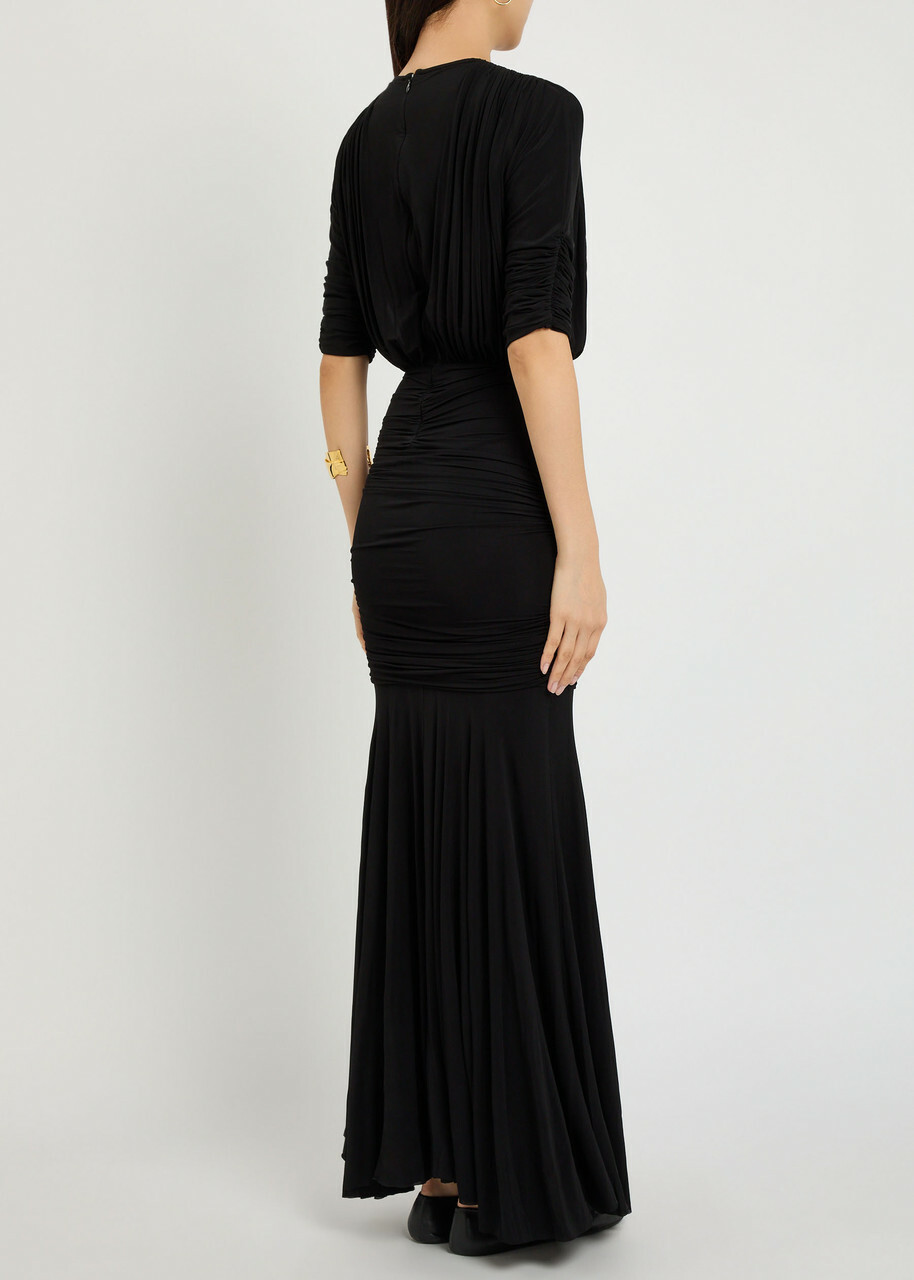 Tove Yana Ruched Stretch-jersey Maxi Dress Black