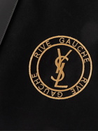 SAINT LAURENT - Leather-Trimmed Logo-Embroidered Cotton-Gabardine Tote Bag