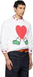 Moschino White All Over Hearts Sweater