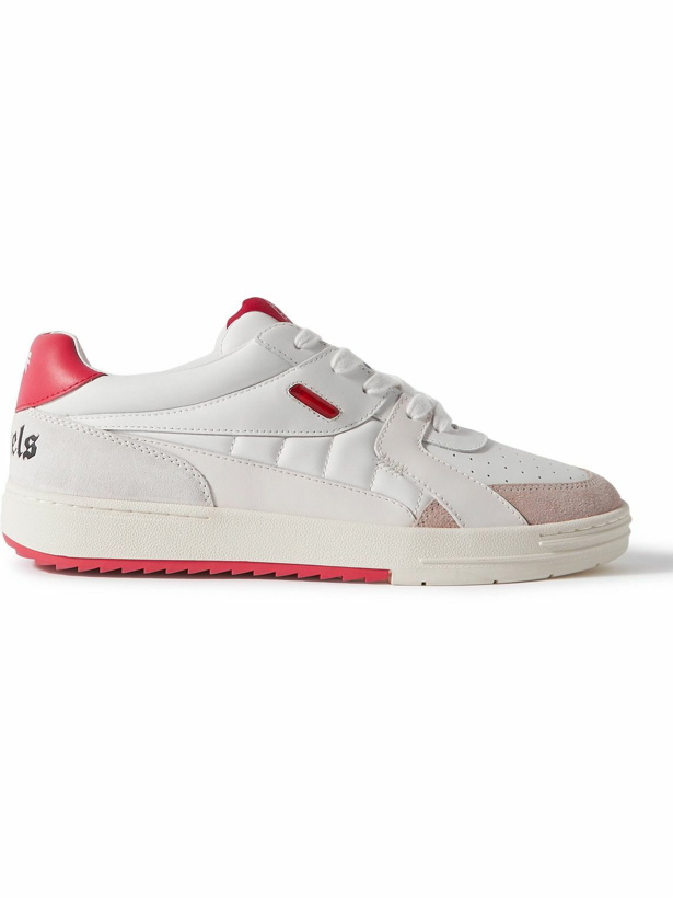 Photo: Palm Angels - Palm University Suede-Trimmed Leather Sneakers - White