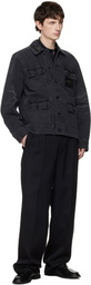 Simone Rocha Black Multi Pocket Workwear Denim Jacket