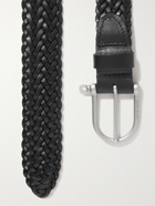 BLEU DE CHAUFFE - 3.5cm Manille Woven Leather Belt - Black
