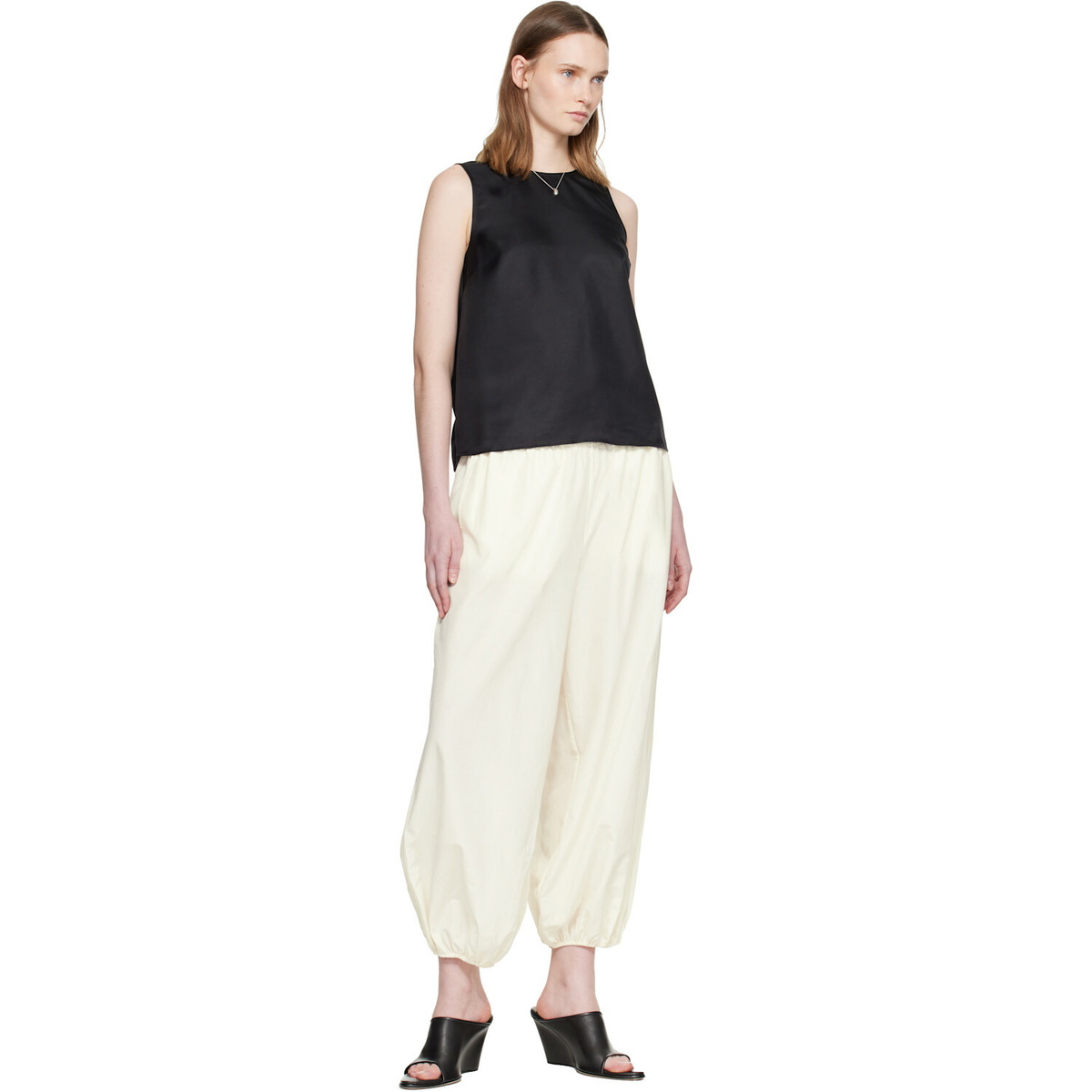 Loulou de Saison Black Gema Sleeveless Silk Top
