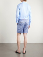TOM FORD - Straight-Leg Striped Silk-Twill Shorts - Blue