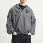 Umbro by Slam Jam Men's Gingham Masked Hooded Shirt Jacket in Coffee Brown/White/Black