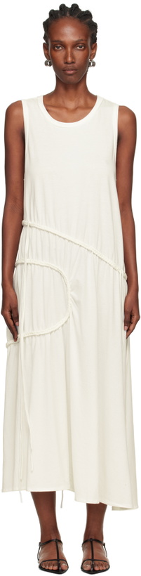 Photo: Y's Off-White Chain Stitch Sleeveless Midi Dress