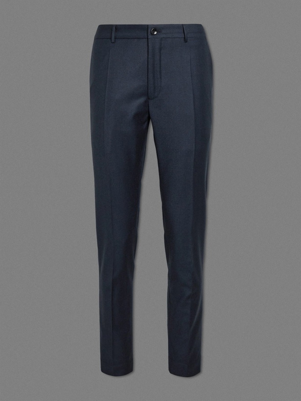 Photo: Incotex - Cropped Slim-Fit Prince of Wales Checked Virgin Wool Trousers - Blue