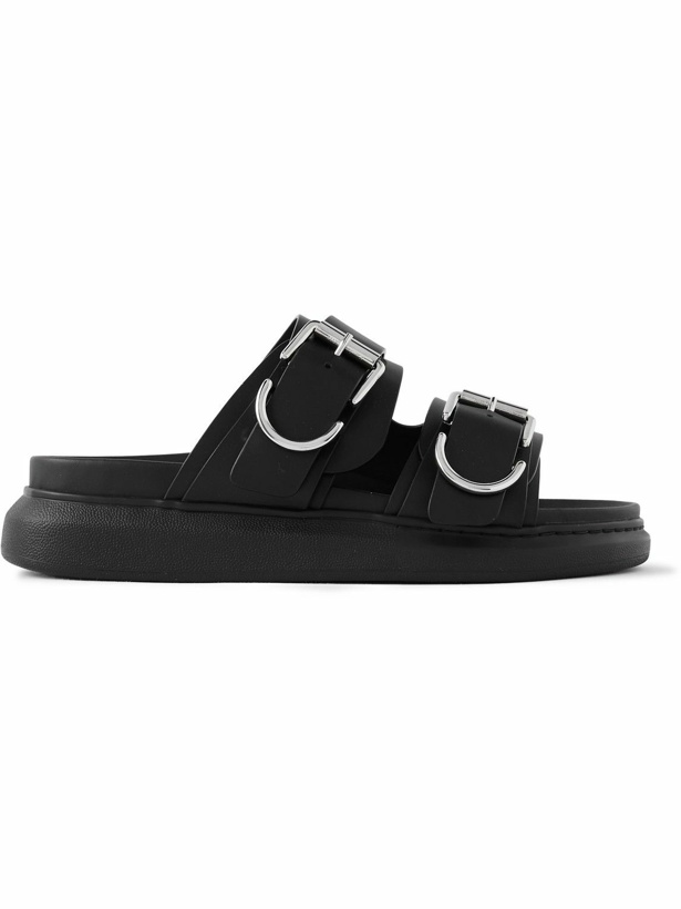Photo: Alexander McQueen - Hybrid Exagerrated-Sole Buckled Leather Slides - Black
