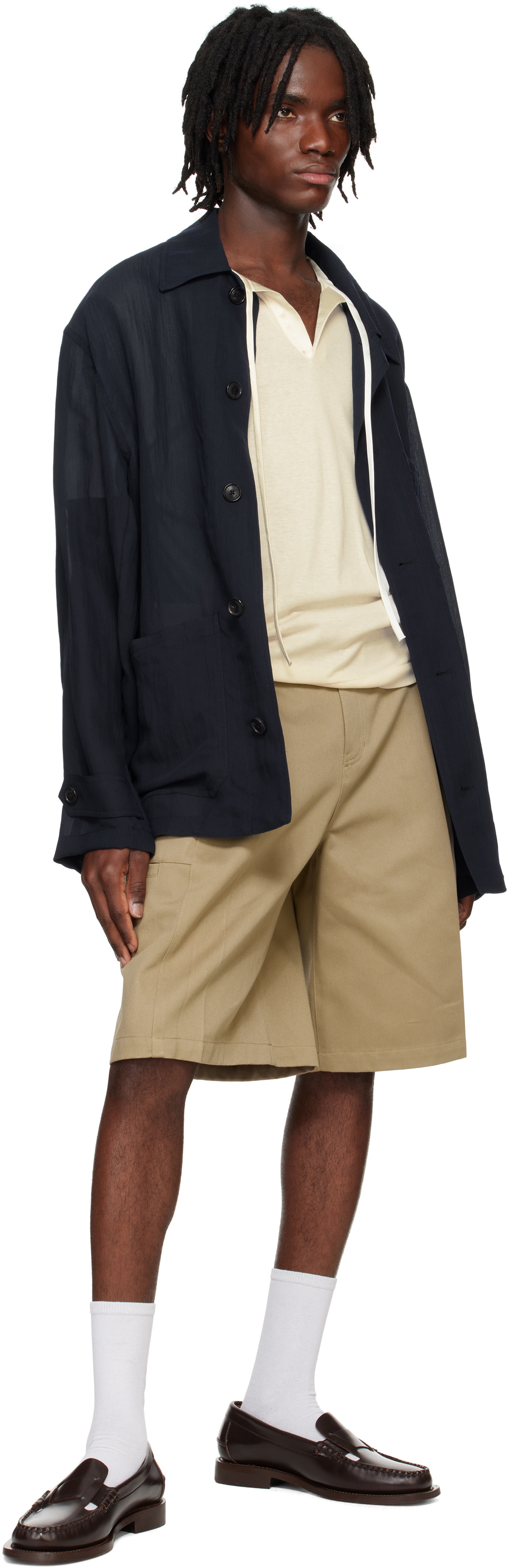 System Navy Sheer Chore Overshirt