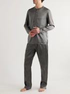 TOM FORD - Stretch-Silk Satin Henley Pyjama Top - Gray