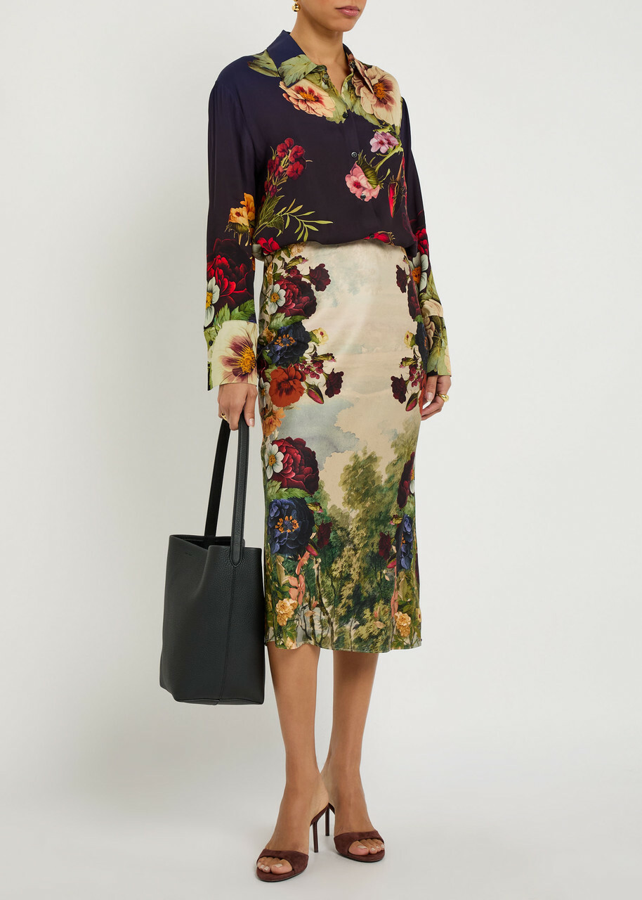 Alice + Olivia Finley Floral-print Satin Shirt Multicoloured 1