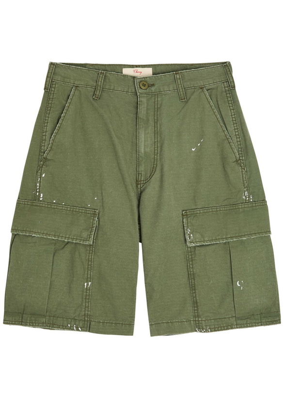 Photo: Cherry Los Angeles Paint-splatter Cotton Cargo Shorts Green
