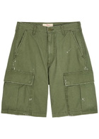 Cherry Los Angeles Paint-splatter Cotton Cargo Shorts Green