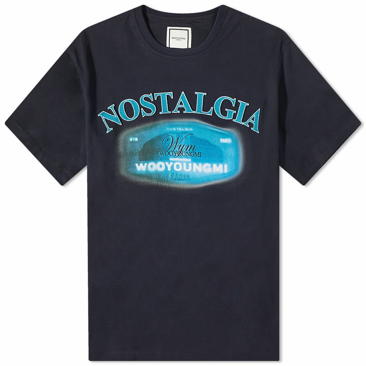 Photo: Wooyoungmi Men's Nostalgia Fuzzy Logo T-Shirt in Navy