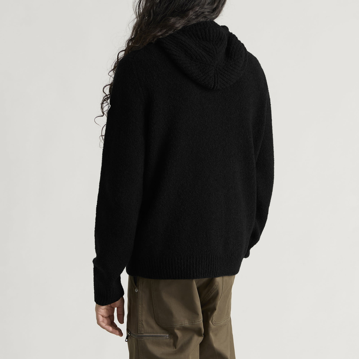 Moncler Men's Boucle Knitted Hoodie in Black