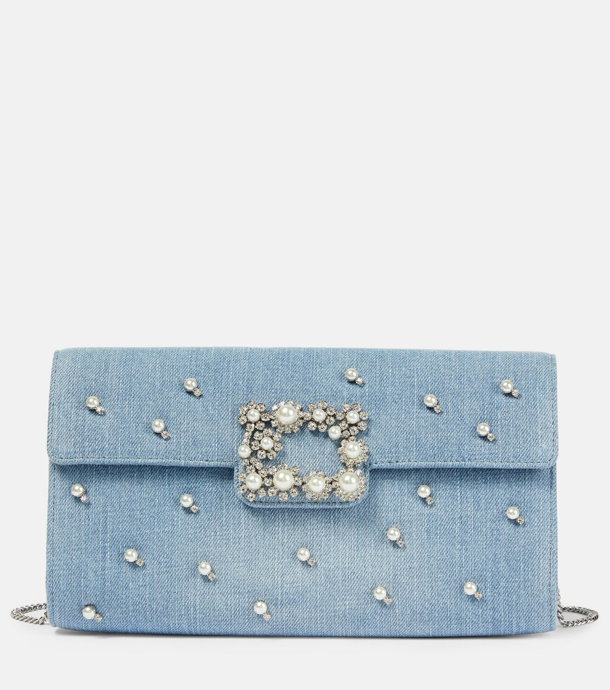 Roger Vivier Embellished denim clutch bag Roger Vivier
