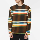 Awake NY Men's Long Sleeve Stripe T-Shirt in Brown Multi