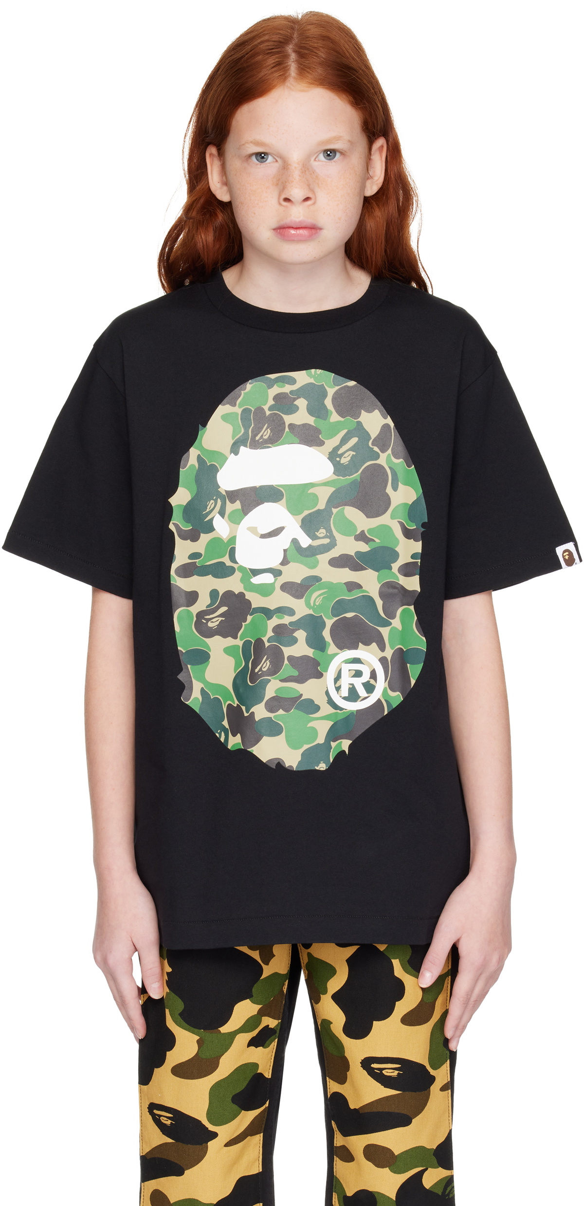BAPE Kids Black ABC Camo Big Ape Head T-shirt A Bathing Ape