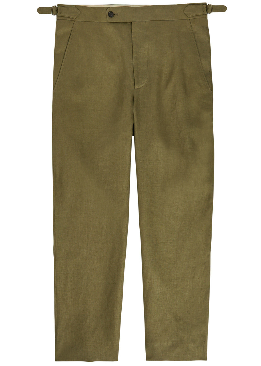 Bode Straight-leg Linen Trousers Olive