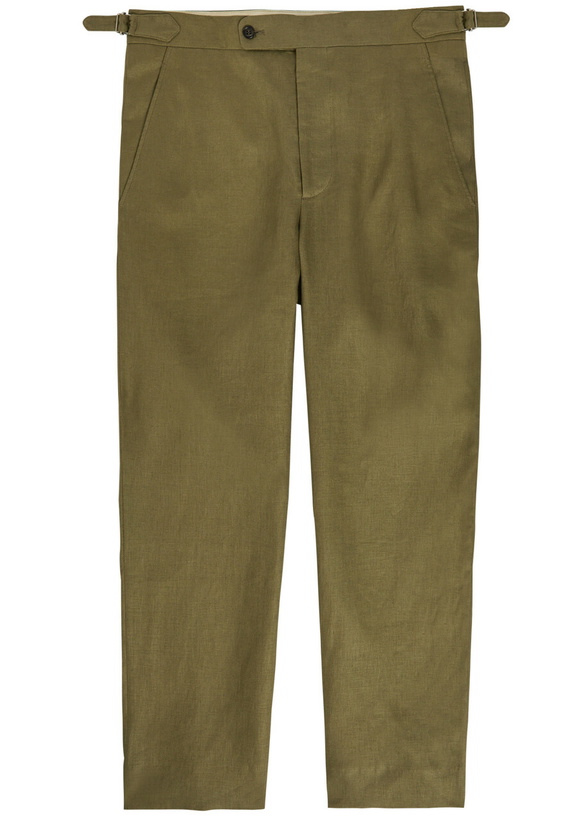 Photo: Bode Straight-leg Linen Trousers Olive