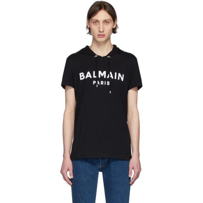 Photo: Balmain Black Logo Short Sleeve Hoodie