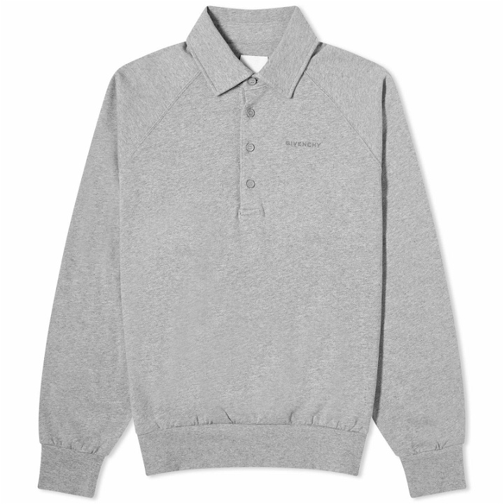 Photo: Givenchy Men's Polo Sweatshirt in Light Grey Melange