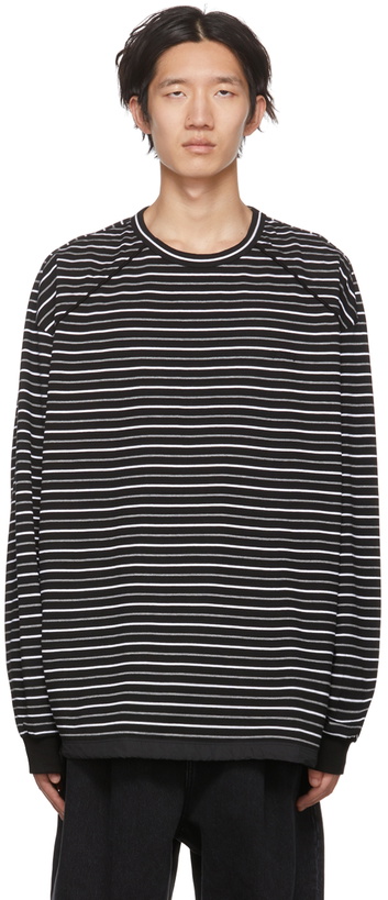 Photo: Juun.J Black Striped Long Sleeve T-Shirt