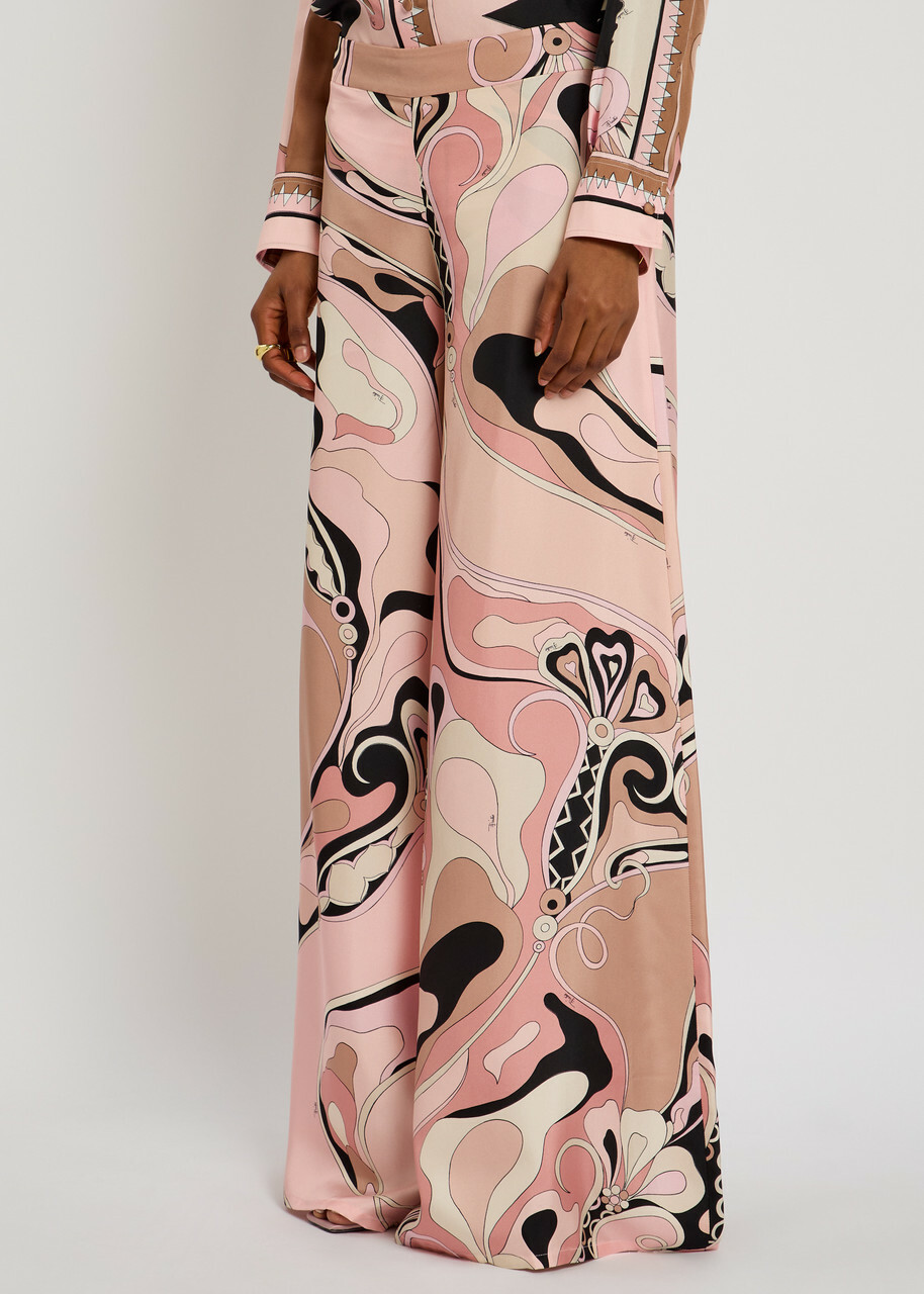 Pucci Orchidee Printed Silk-twill Trousers Multi Print