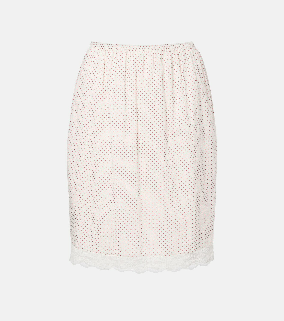 Posse Marlowe lace-trimmed polka-dot cotton midi skirt