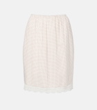 Posse Marlowe lace-trimmed polka-dot cotton midi skirt