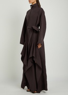Alaïa Ruffle Poplin Jumpsuit Aubergine
