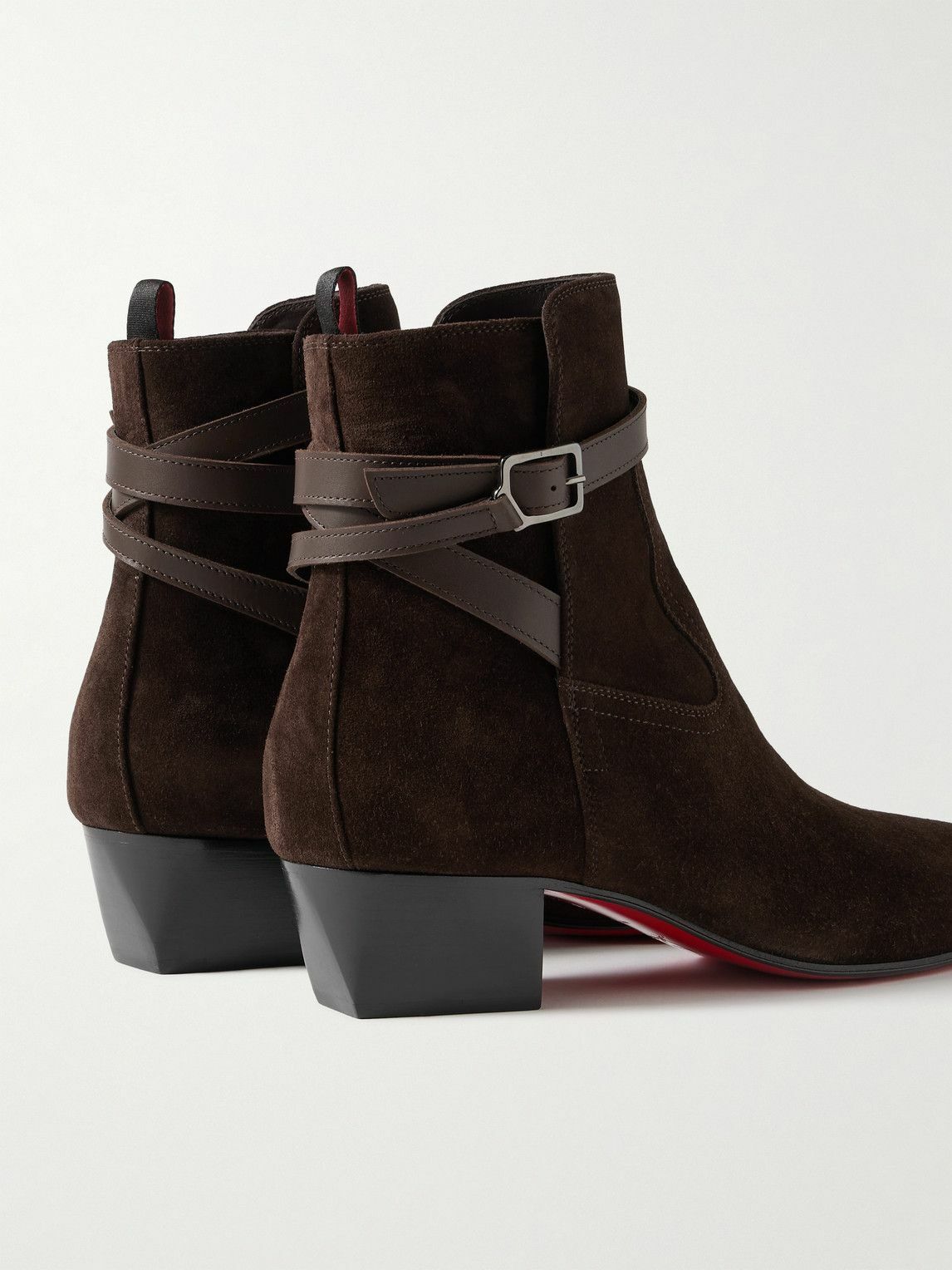 Christian Louboutin - Rosalio Jodhpur Buckled Leather-Trimmed Suede Chelsea Boots - Brown